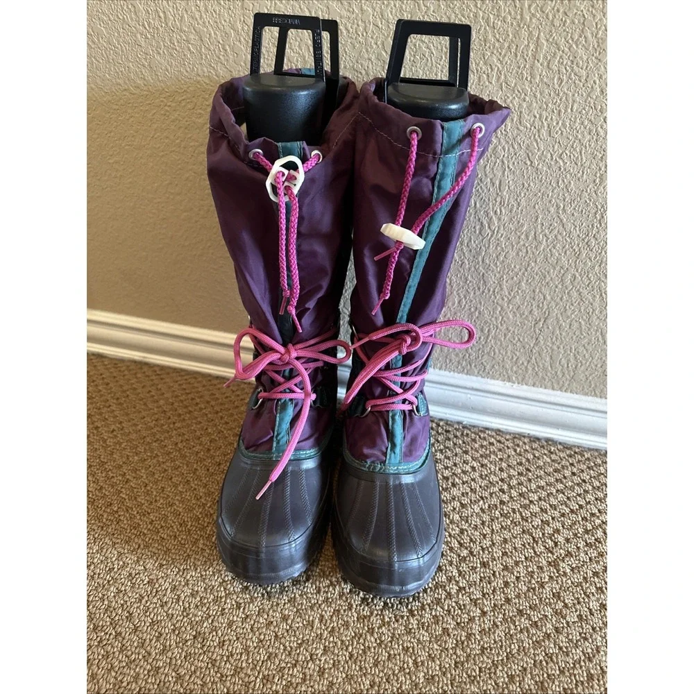 Vintage Sorel Purple Boots Mid Calf Removable Felt Liners Sz 6